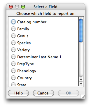 select a field